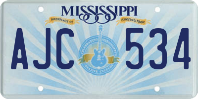 MS license plate AJC534