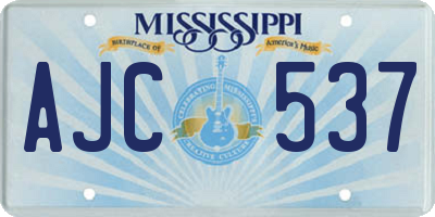 MS license plate AJC537