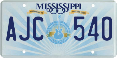 MS license plate AJC540