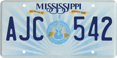 MS license plate AJC542