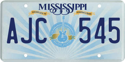 MS license plate AJC545
