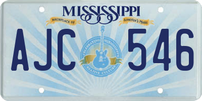 MS license plate AJC546