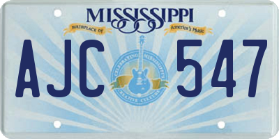 MS license plate AJC547