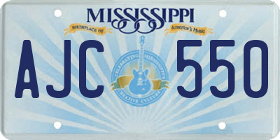 MS license plate AJC550