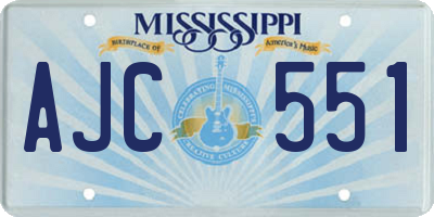 MS license plate AJC551