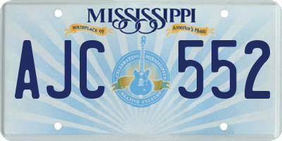 MS license plate AJC552