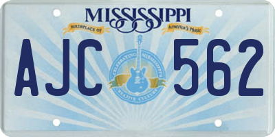 MS license plate AJC562