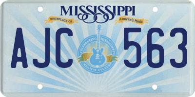 MS license plate AJC563