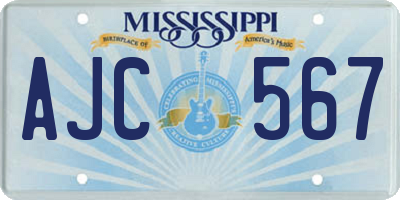 MS license plate AJC567