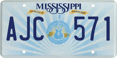 MS license plate AJC571