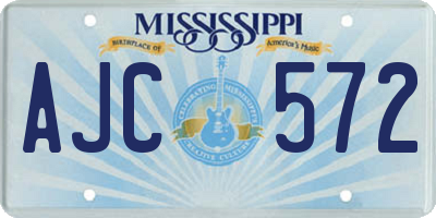 MS license plate AJC572