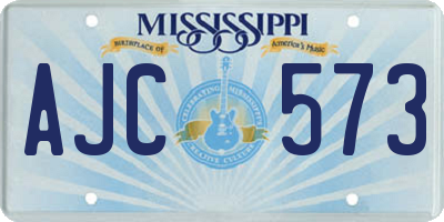 MS license plate AJC573