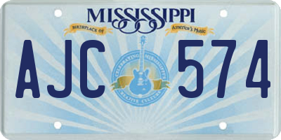 MS license plate AJC574