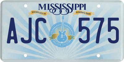 MS license plate AJC575