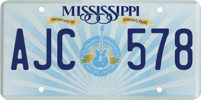 MS license plate AJC578