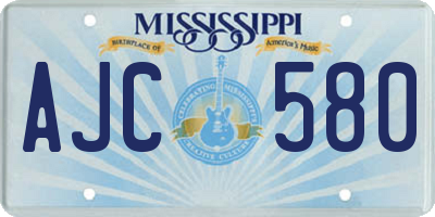 MS license plate AJC580