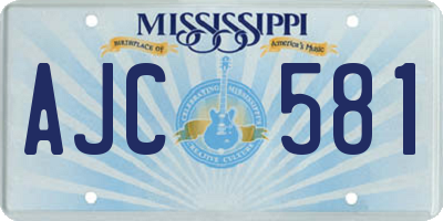 MS license plate AJC581