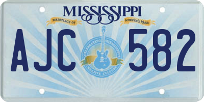 MS license plate AJC582
