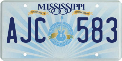 MS license plate AJC583