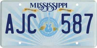 MS license plate AJC587