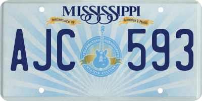 MS license plate AJC593