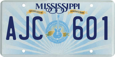 MS license plate AJC601
