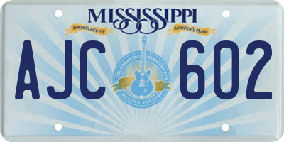 MS license plate AJC602