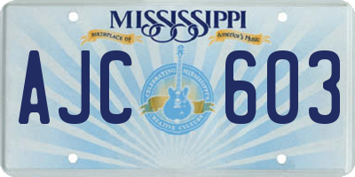 MS license plate AJC603