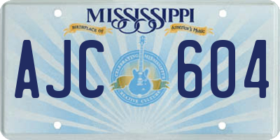 MS license plate AJC604