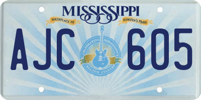 MS license plate AJC605