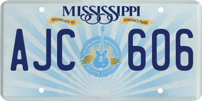 MS license plate AJC606