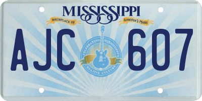 MS license plate AJC607