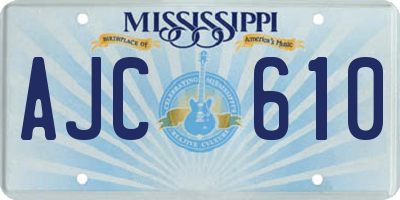 MS license plate AJC610