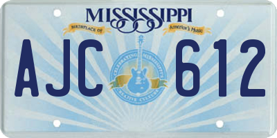 MS license plate AJC612