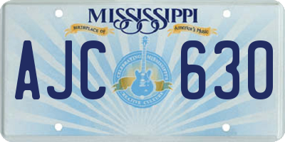 MS license plate AJC630