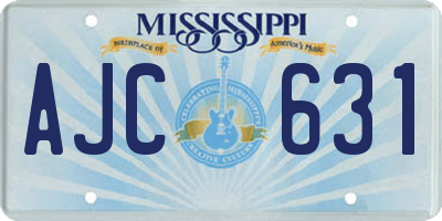 MS license plate AJC631