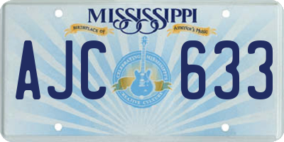 MS license plate AJC633