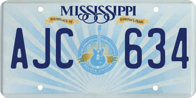 MS license plate AJC634
