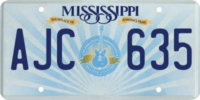 MS license plate AJC635