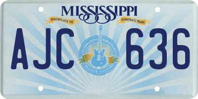 MS license plate AJC636