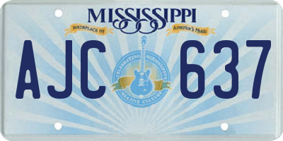 MS license plate AJC637