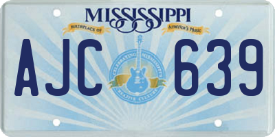 MS license plate AJC639