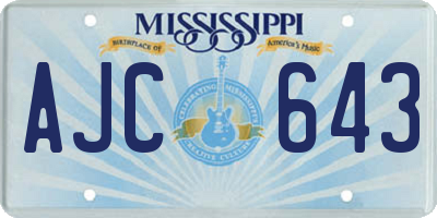 MS license plate AJC643