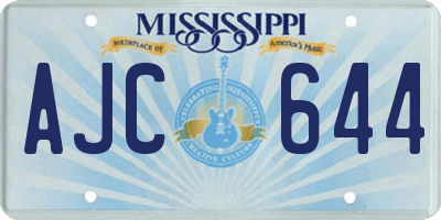 MS license plate AJC644