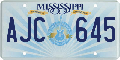 MS license plate AJC645