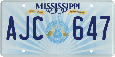 MS license plate AJC647