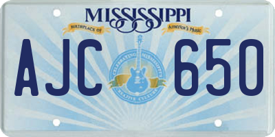 MS license plate AJC650