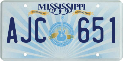 MS license plate AJC651