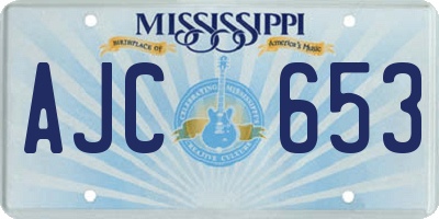 MS license plate AJC653
