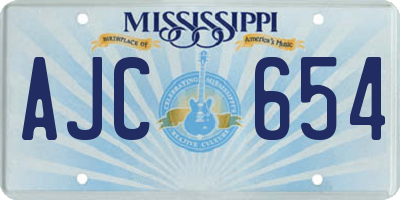 MS license plate AJC654